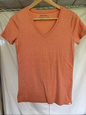 Eddie Bauer Women's Heathered Orange V-Neck Tee